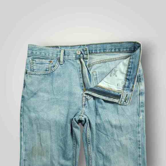 Levi's 505 Jeans Mens 32x29 Baggy Straight Leg Distressed Workwear Light Wash - Picture 7 of 8